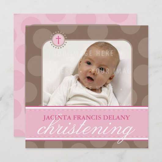 フォト《キリスト教》洗礼式や命名式招待状::水玉模様1SQ 招待状 (正面/裏面)