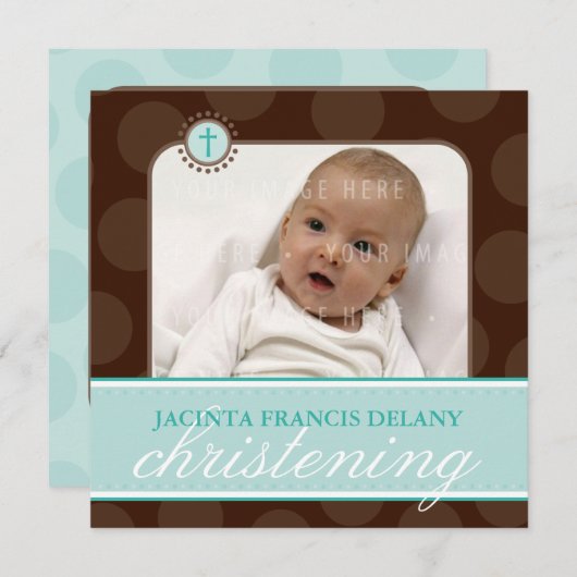 フォト《キリスト教》洗礼式や命名式招待状::水玉模様5SQ 招待状 (正面/裏面)