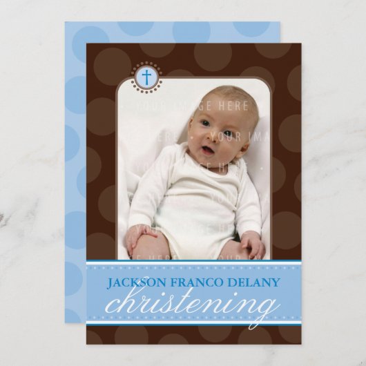 フォト《キリスト教》洗礼式や命名式招待状::水玉模様6P 招待状 (正面/裏面)