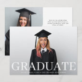 フォト クラシック タイポグラフィー 卒業生向け発表 招待状 (正面/裏面)