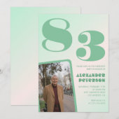 フォト グリーン グラデーション 83歳の誕生日 招待状 (正面/裏面)