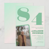 フォト グリーン グラデーション 84歳の誕生日 招待状 (正面/裏面)