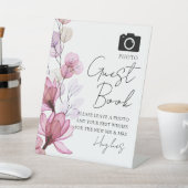 フォト ゲストブック ダスティ ローズ フラワー ウェディング 台座サイン (インサイチュ)