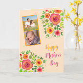フォト コラージュ  お母さんありがとう"  明るい花 カード (黄色い花)