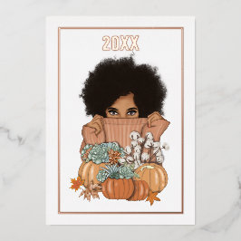 フォト コラージュ 季節 秋 - 紅葉 箔シーズンカード