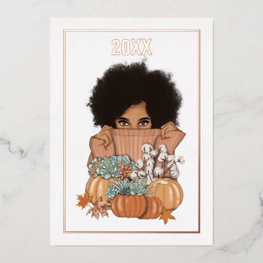 フォト コラージュ 季節 秋 - 紅葉 箔シーズンカード (正面)