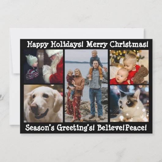フォト コラージュ 5 楽しいクリスマス 素敵なホリデーシーズンを！ シーズンカード (正面)