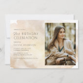 フォト ゴールド ウォーターカラー 21歳の誕生日パーティー 招待状 (正面)