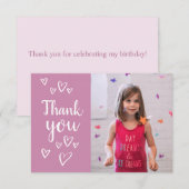 フォト サンクス キッズ バースデー モダン ハーツ ヴィオラ サンキューカード (正面/裏面)