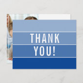 フォト サンクス 現代的なオンブル ロイヤルブルー サンキューカード (正面/裏面)