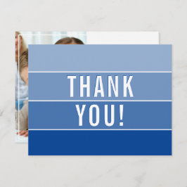 フォト サンクス 現代的なオンブル ロイヤルブルー サンキューカード