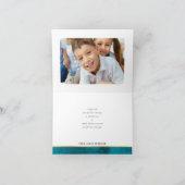 フォト サンクユー  バー ミツバ  ゴールド スター  ティール ブルー サンキューカード (内部)