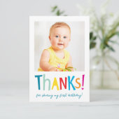 フォト サンクユー モダン ファン カラフル タイポグラフィ サンキューカード (スタンド正面)
