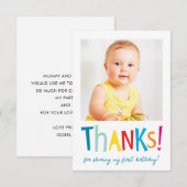 フォト サンクユー モダン ファン カラフル タイポグラフィ サンキューカード (正面/裏面)