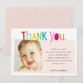 フォト サング ユー カラフル モダン タイポグラフィー サンキューカード (正面/裏面)