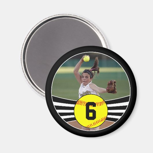 フォト&ジャージーナンバーファストピッチソフトボール磁石 マグネット (正面/裏面)