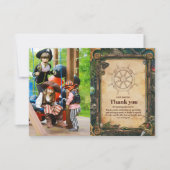 フォト・ジョリーロジャー海賊誕生日パーティー サンキューカード (正面)