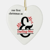 フォト&スプリットアンパサンド-初めてのクリスマスズMr&Mrs セラミックオーナメント (右)