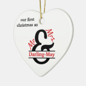 フォト&スプリットアンパサンド-初めてのクリスマスズMr&Mrs セラミックオーナメント (左)