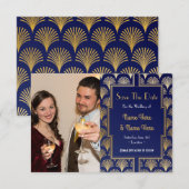 フォト セーブ ザ デート ウェディング パーティー 1920年代 アート デコ セーブザデート (正面/裏面)