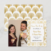 フォト セーブ ザ デート ウェディング パーティー 1920年代 アート デコ セーブザデート (正面/裏面)