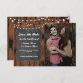 フォト セーブ ザ デート ラスティック チョーク ウッド インビテ セーブザデート (正面/裏面)