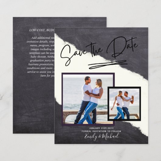 フォト　セーブ・ザ・デート - 現代の手書きスクリプト (正面/裏面)