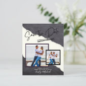 フォト　セーブ・ザ・デート - 現代の手書きスクリプト (スタンド正面)