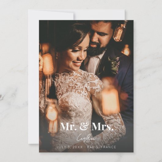 フォト タイポグラフィー 結婚発表 Mr & Mrs V2 招待状 (正面)