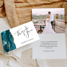 フォト タールブルー アゲート ゴールド 結婚式のお礼 カード
