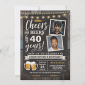 フォト+チア+ビア 40歳の誕生日招待状 招待状 (正面)