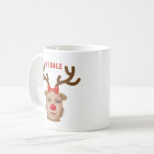 フォト+トナカイの顔の女の子のマグカップ コーヒーマグカップ (正面左)