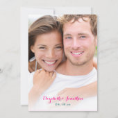 フォト トロピカル ピンク ティール フローラル チェブロン ウェディング 招待状 (裏面)