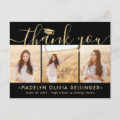 フォト ニュー アドレス ブラック ゴールド 卒業 ありがとう ポストカード (正面)