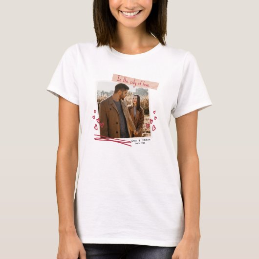 フォト＆ネーム入りバレンタインTシャツ（名入れ・写真入り） Tシャツ (正面)