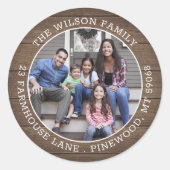 フォト&バ素朴ンウッドラウンド差出人住所 ラウンドシール (正面)