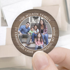 フォト&バ素朴ンウッドラウンド差出人住所 ラウンドシール