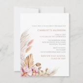 フォト パンパスグラス 卒業パーティー 招待状 (裏面)