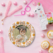 フォト「パーソナライズされたワン」レインボー&サンシャイン紙 ペーパープレート (パーティー)