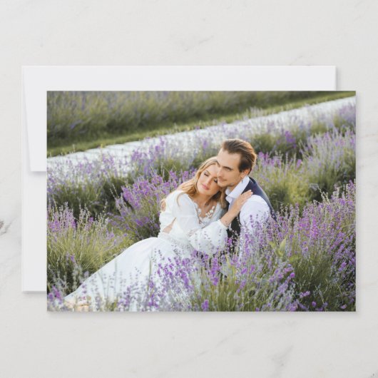 フォト パープル ゴールド アゲート マーブル ウェディング 招待状 (裏面)