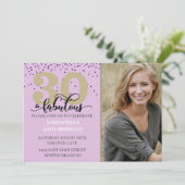 フォト パープル 30 アンド ファビュラス バースデー パーティー 招待状 (スタンド正面)