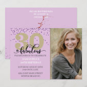フォト パープル 30 アンド ファビュラス バースデー パーティー 招待状 (正面/裏面)