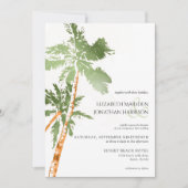 フォト ビーチ パーム ツリー 緑 デスティネーション ウェディング 招待状 (正面)