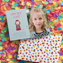 フォト ピンク ガムボール マシン キャンディー バブル ガム パーティー 招待状