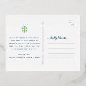 フォト ピース ジョイ ラブ スノーフレーク ネイビーブルー リアルゴールド 箔シーズンポストカード (裏面)