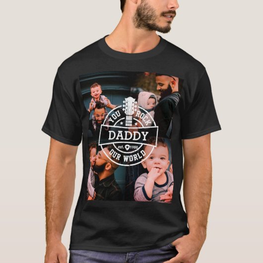 フォト·ファザーズ·デイ·ユー·ロック·オー·ワールド·ブラック Tシャツ (正面)