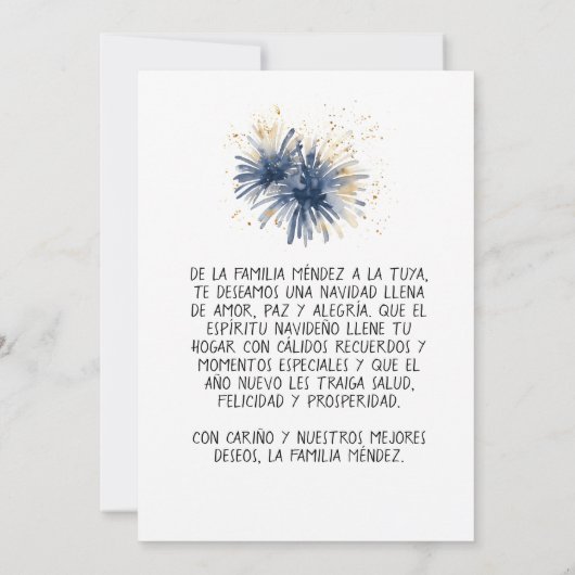 フォト フェリス・ナビダー&プロスペロ・アーニョ・ヌエボ 招待状 (裏面)