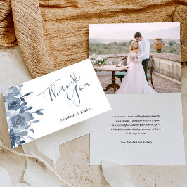 フォト フラワー ダスティブルーの結婚式のお礼 カード