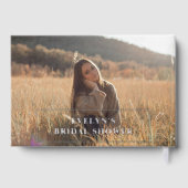 フォト ブラシ スクリプト エレガント ブルー ブライダル シャワー ゲストブック (裏面)