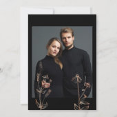 フォト | ブラックバラ金ゴールドワイルドフラワー | ゴシック結婚の 招待状 (裏面)